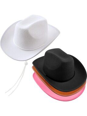 Kids Brown Black Plain Felt Western Plain Cowboy Cowboy Hat 4 Pack for Cosplay
